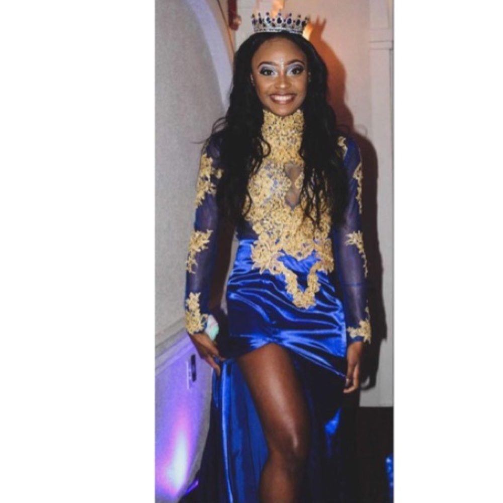 Royal Blue and gold dress